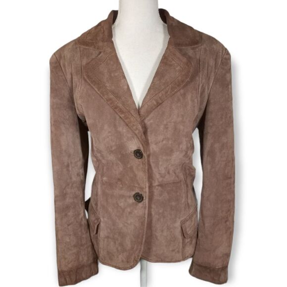 CHEROKEE BROWN/TAUPE SUEDE BLAZER SZ.18-20 EUC - Picture 1 of 6